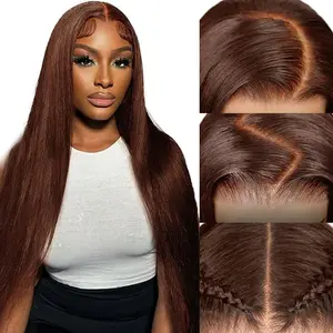 KOUWI 30 Inch Chocolate Brown Lace Front Wigs13x6 Straight Lace Front Wigs Pre PluckedColored #4 Brown Wig HD Lace Frontal Wigs For Women 613 Yellow Pre Cut Frontlace