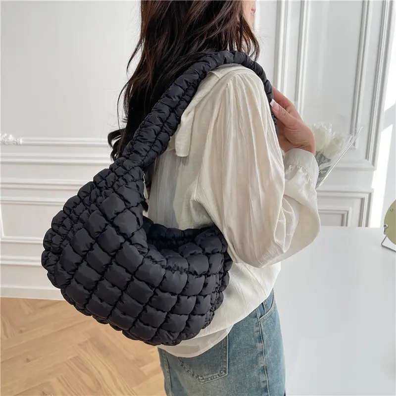 New Pleated Bubble Cloud Bag Versatile Shoulder Handbag Large Capacity Underarm Bag for Women