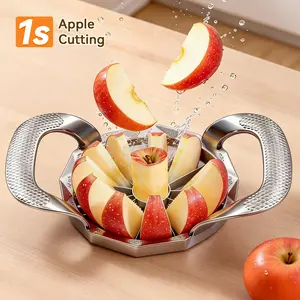 Apple Cutting Tool,Apple Slicer,Kitchen Gadgets, HEAVY DUTY Apple Corer, 12-Blade 304 Stainless Steel Kitchen Essentials Apple Cutter Divider Pitter, Sturdy and Sharp