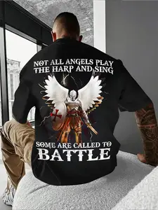 Men's Templar T-Shirt-Print Medieval Battle Design with inspirational quotes, cotton soft breathable fabric, regular short sleeves for casual and work wear, machine washable, plus and tall size, ideal gift, summer streetwear, knight armor graphics, durabl