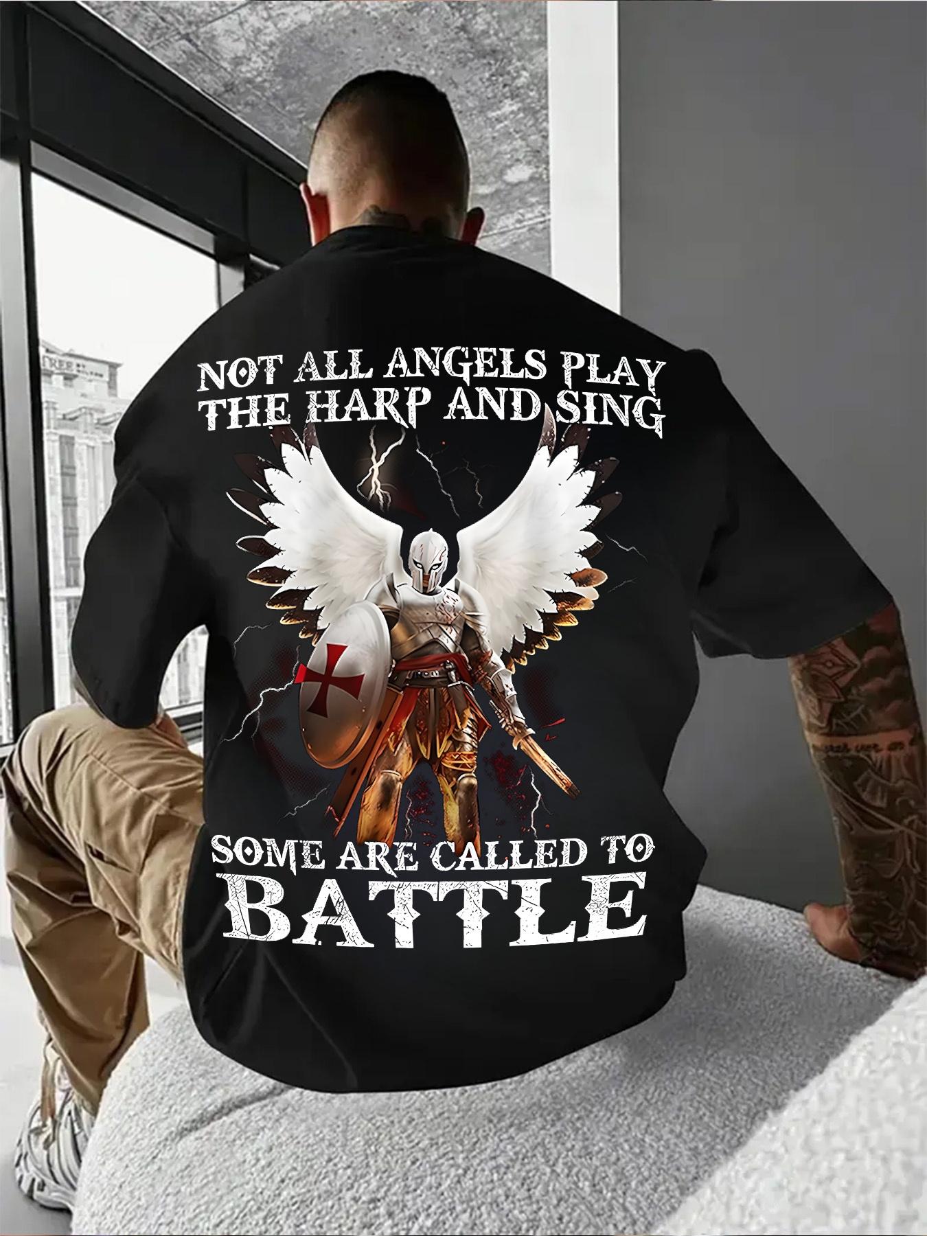 Men's Templar T-Shirt-Print Medieval Battle Design with inspirational quotes, cotton soft breathable fabric, regular short sleeves for casual and work wear, machine washable, plus and tall size, ideal gift, summer streetwear, knight armor graphics, durabl