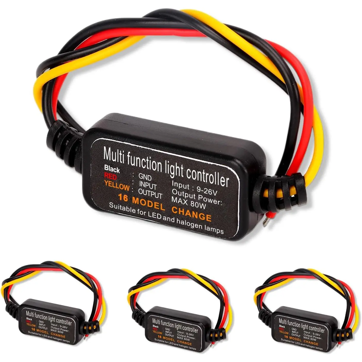 4pcs LED Flash Strobe Controller, 80W Universal DC9‑26V 16 Strobe Modes Brake Light Flasher Brake Light Strobe Module, Car Flasher Module for Motorcycles Cars Trucks for Brake Light Tail Stop Light
