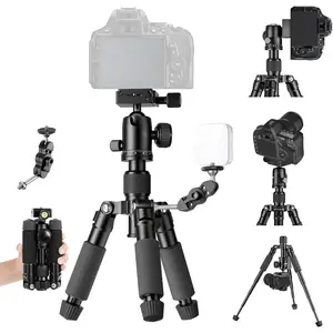 Mini Tripod with Magic Arm,  Alloy 20"/52cm Portble Small Tripod Features 360? Ball  & Bubble Level for /Camera/DSLR, 11LB/5KG Load, Ideal for Video Recording.