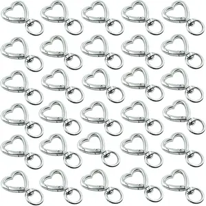30Pcs Heart Keychain Set with Spring Snap Hook - Valentine's Day Gift for Her, DIY Key Rings for Keys Backpack Luggage Tag Bulk Charms Accessories (Silver) - Home Improvement.