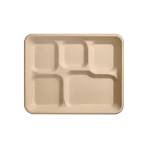 Bulk Compostable School Lunch Trays - 100% Biodegradable Sugarcane Serveware for Chicken, Rice - Disposable Tableware School Supply