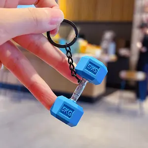 Creative Mini Fitness Barbell Plate Keychain Pendant, Couple's Car and Bag Keychain