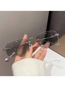 Fashionable Women's Frameless Sunglasses, Simple and Elegant Daily Wear, Casual Style Accessory with Sun Protection, Ideal Gift Choice