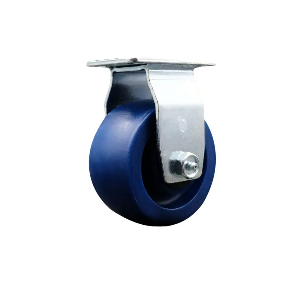 Service Caster SCC-20R420-SPUR Commercial Rigid Top Plate Furniture Moving Wheel, Blue - 4 In. X 2 In. Solid Polyurethane Wheel with Roller Bearing, 450 lbs Capacity for Food Service, Freight Terminals, Hotel Use