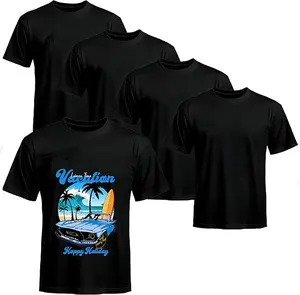 Joyclub 5 PCS Black Blank t Shirts Bulk Crew Neck Short Sleeve Wholesale Plain Polyester Shirt Tee for DIY Daily Wear