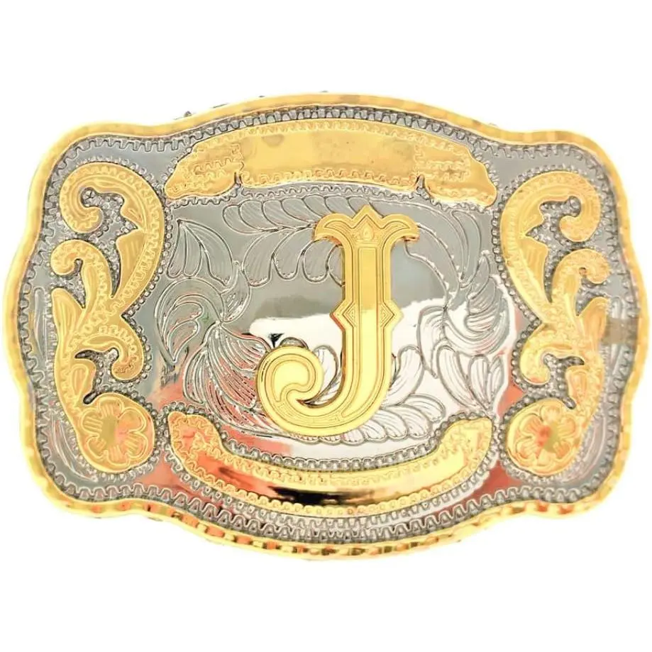 Western Belt Buckle Initial Letters ABCDMRJ to Z Cowboy Belt Buckle, Rodeo Buckles for Men & Women Fits Up to 2 Inch Belts
