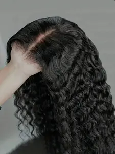 Deep Wave 5x5 Glueless Lace Closure Wig, Human Hair Wig , Pre-Bleached Transparent Lace Wig, 180% Density, for Women Brazilian Virgin Hair