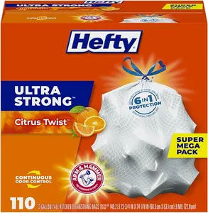 Hefty Ultra Strong Tall Kitchen Trash Bags, Citrus Twist Scent, 13 Gallon, 110 Count