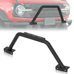 【YZONA】Bull Bar with Light Bracket Grille Brush Guard Compatible with 2021 2022 2023 2024 2025 2026 Ford Bronco (ONLY fit Modular Steel Front Bumper), Off Road Push Bar Front Bumper Rack ROC, Black