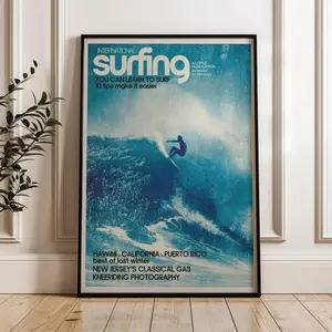 Surfing Action, Vintage Wall Art Print, Coastal Poster