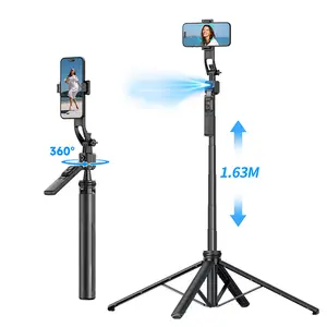Auto Face Tracking Tripod, Smartphone Gimbal Stabilizer 63'' Selfie Stick Tripod Holder 360° Rotation for iPhone/Android Stand for Filming Streaming Tiktok Video Vlog