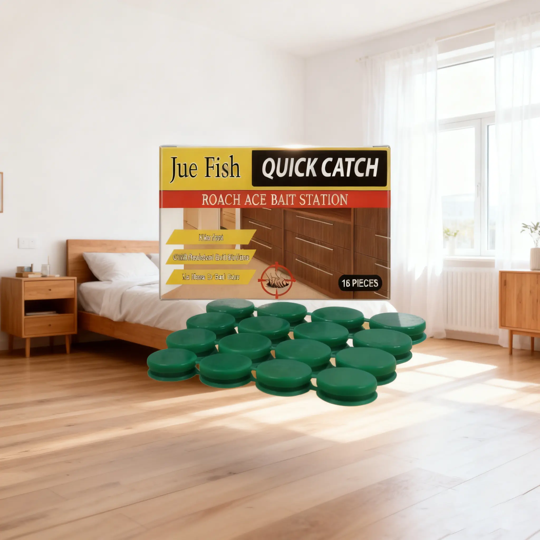Jue Fish Indoor Pest Control Kit - Powerful Cockroach Gel Bait, Rodent Repellent Pouches, Microfiber Floor Mop with Microfiber Mop Pads, Cockroach Concentrate, Roach & Insect Repellent for Domestic Kitchen & Outdoor Multi-Surface Use