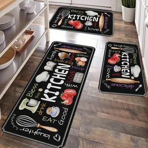 2/3pcs kitchen anti slip carpet floor mat set, Kitchen rugs sets, baking room, kitchen anti fatigue floor mat, soft flannel washable kitchen carpet floor mat, suitable for kitchen, laundry room, bathroom, living room, Kitchen Area Rug