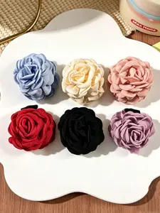 6pcs Solid Color Fabric Flower Hair Clips for Styling for women Elegant Daily Commute Hairstyles Claw Clip Fashion Hair Accessories