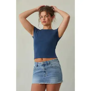 Pacsun Women's Lara Light Indigo Low Rise Denim Mini Skirt - Multicolor