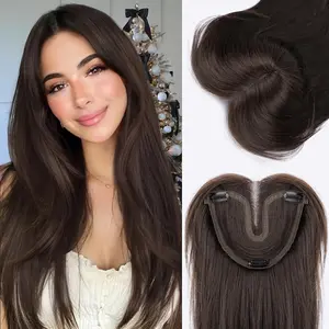 [kookastyle]  Hair Toppers for Women with Thinning Hair, 24 Inch Synthetic Clip in Topper Hair Extensions with Adjustable Band, Layered Wiglet Adds Volume and Natural Coverage (Dark Brown)