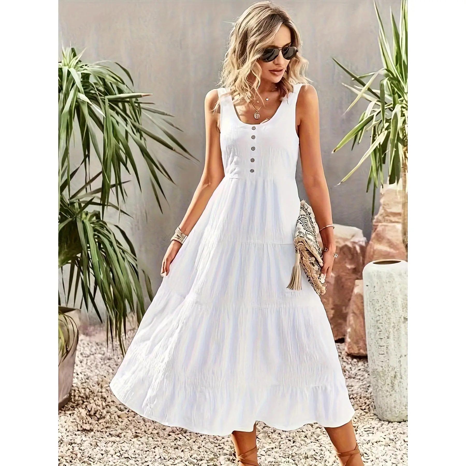 Ruffled Hem Pocket Tank Dress - Chic Sleeveless Design, Flowy Silhouette,  Comfy Wear for Spring & Summer - Women's Elegant Clothing for Warm Weather  - TikTok Shop