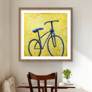 Begin Home Decor C1FM2424UZIHNU 24 x 24 in. Blue Bike Abstract - Modern Framed Print Wall Art for Home Decor