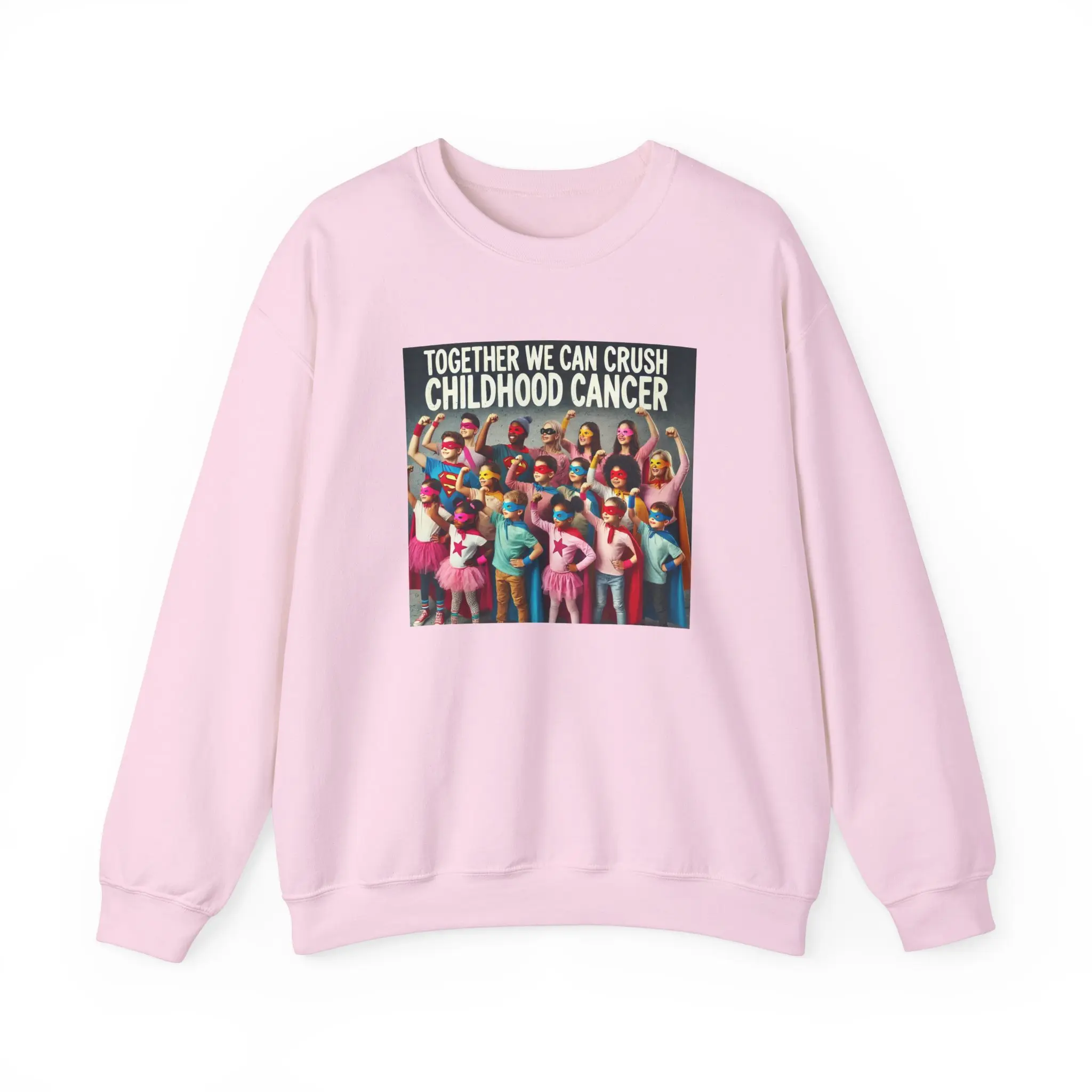 Cute Superhero Kids Uniting to Fight Childhood Cancer, Cancer Awareness Sweatshirt, Childhood Cancer Fundraiser Jumper, Cancer Awareness Clothing, Cancer Charity Support Top,