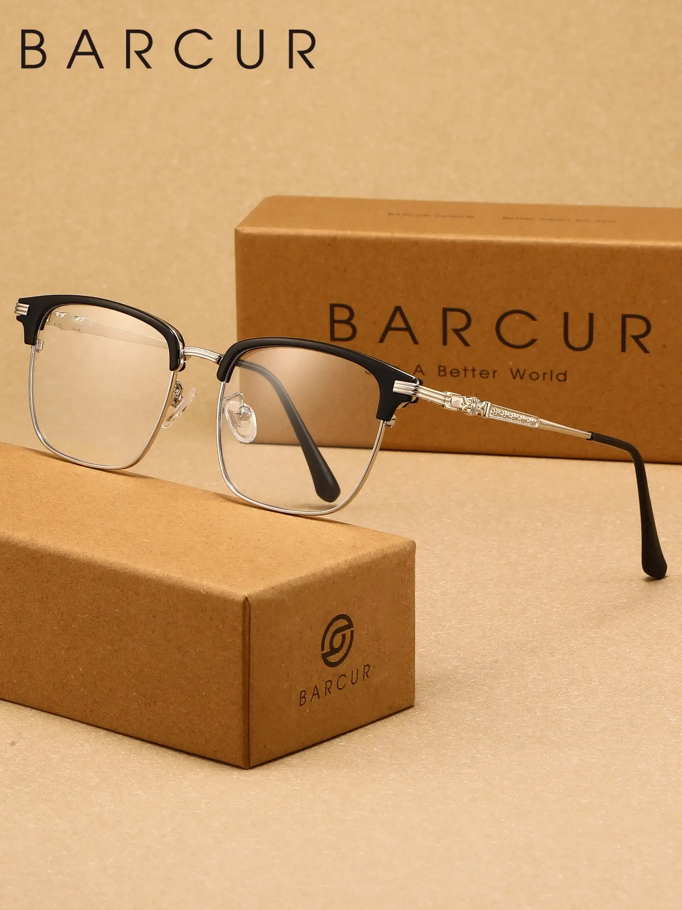Barcur Retro Design Men's Blue Light Blocking Glasses, Square PC Frame, Ideal for Teachers' Day & Graduations, All-Season Wear, PC Frame Eyewear, Square Eyeglasses Frame