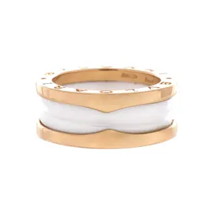 Pre-owned Bvlgari B.Zero1 Two Band Ring 18K Yellow Gold and Ceramic by Rebag