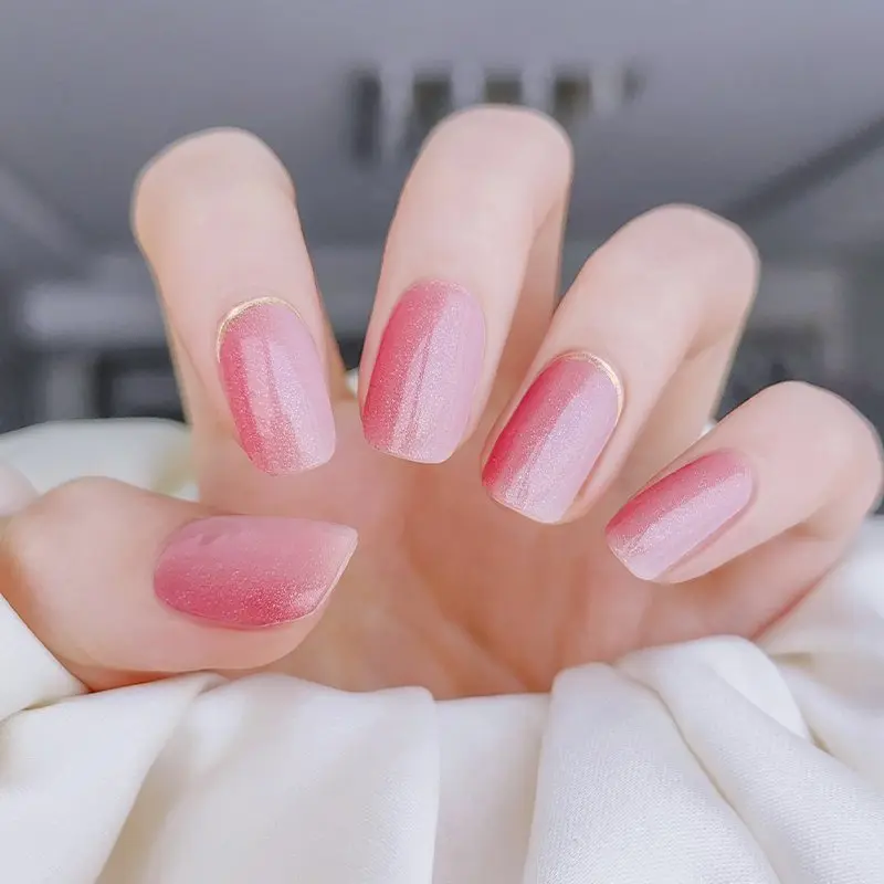 Spring Nail Ideas 2025 Pink Ombre Nails Semi Cured Gel Nail Strips - NG200213