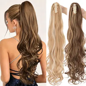 Ponytail Extension 30inch Claw Clip in Long Curly Wavy Ponytail Hair Extensions Jaw Clip on Pony Tails Synthetic Hairpiece for Women