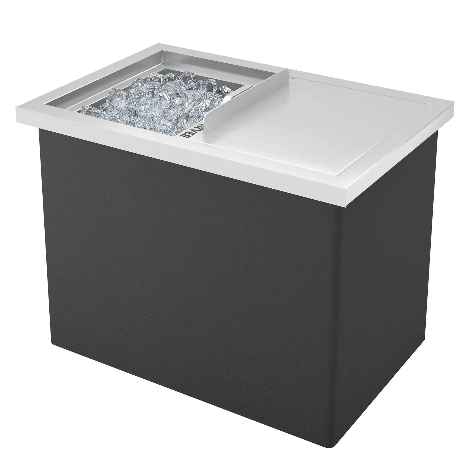 Gaomon 38QT Rectangular Detachable Metal Ice Chest - SUS304 Stainless Steel Sliding Lid, Flat Base, 24H Non-Electric Insulation, Outdoor Kitchen & Party Use, 14*12*18in