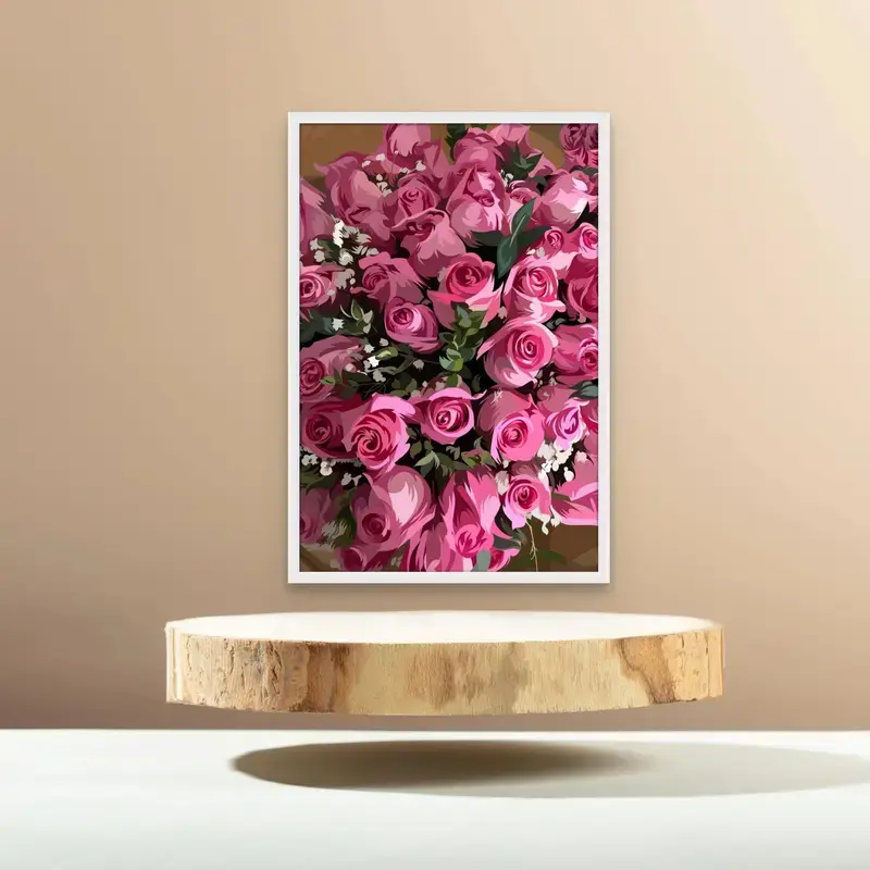 Pink Roses Wall Art Print, Elegant Rose Poster for Home and Office Decor, Modern Floral Wall Decoration