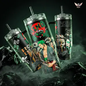 Zoro - OP King Of Hell Sword Master Stainless Steel Insulated Travel Tumbler With Handle 20oz 40oz King of Hell Swordsman Anime Wrap Design