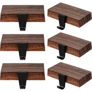 12 Pcs Christmas Stocking Holders for Mantel Metal Hanging Hooks Stocking Hangers for Fireplace Xmas Party Decoration (Dark Wood)