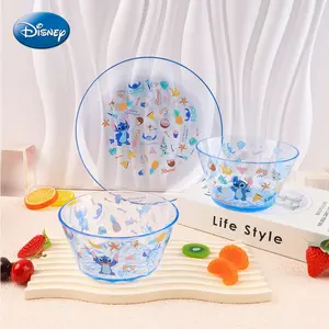 Disney Officially Licensed Stitch Tableware Set, Fun Design Clear Plastic Lightweight Dishwasher Safe Dinnerware for Kids & Adults, Perfect Gift Idea