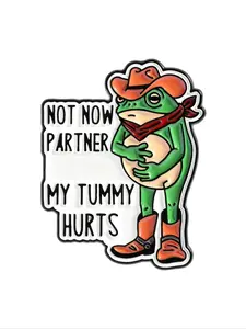 Western Cowboy Frog Enamel Brooch, Fun Text Pin 'not Now Partner My Tummy Hurts', Fashion Jewelry for Men & Women, Fashion Accessory, Perfect Gift, Jewellery