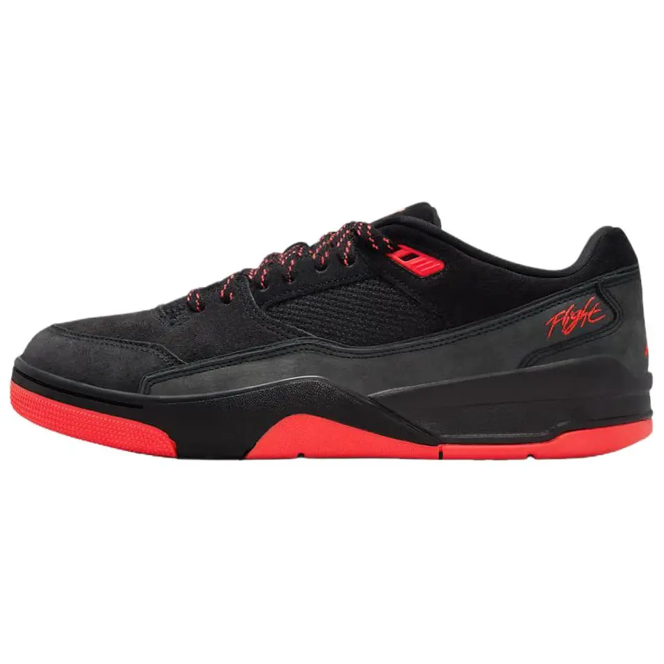 Jordan Flight Court Support Vintage Basketball Shoes Men's Black Red Retro Versatile Comfort HF3255-011