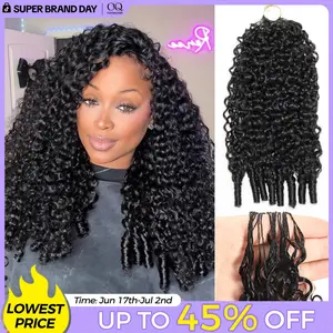 OQ HAIR Burmese Curly Crochet Hair Natural Black Machine Made Feather Crochet Human Hair Extension Miracle Knots Boho Braids #DealsForYouDays