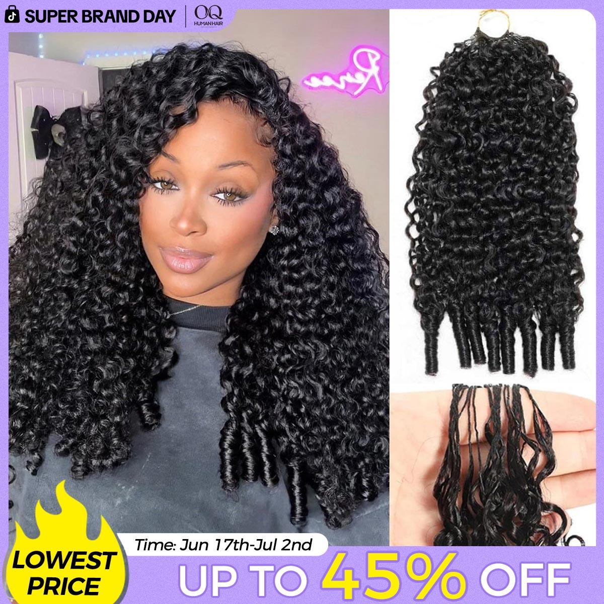 OQ HAIR Burmese Curly Crochet Hair Natural Black Machine Made Feather Crochet Human Hair Extension Miracle Knots Boho Braids #DealsForYouDays