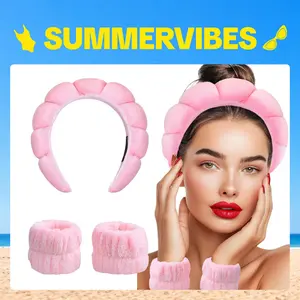 GOOGOO Bubble Skincare Headbands with Face Wash Wristbands for Women and Teen Girl, Spa Headband and Wristband Set,for Makeup and Skin Care#Summervibes