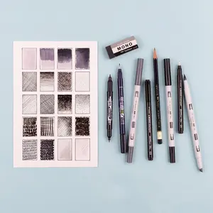 Tombow Comprehensive Illustration Set with ABT PRO Alcohol-Based Art Markers, Mono Drawing Pens, Fudenosuke Brush Pen, Twin Permanent Marker, Drawing Pencil H, Eraser, and Instructional Guide