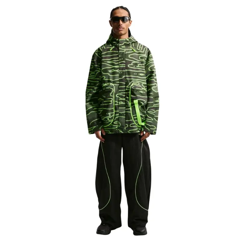 Men's Oversized Hooded Sweatshirt with All-Over Liquid Print - Storm-FIT Wind-and-Water-Resistant Polyester, Detachable Pockets, Sweatshirts, Tops, Menswear, Long Sleeve, Liquidy Print, Loose, Jacket, Casual Wear, Waterproof, Storm‑Fit Defense
