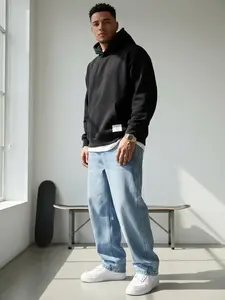 Men's Baggy Light Blue Jeans| Y2K Skater Vintage Plain Pants| 90s Skater Style Loose Fit Streetwear| Casual Wide Leg Jeans Loose Fit Denim Jeans summerwins,summerwins