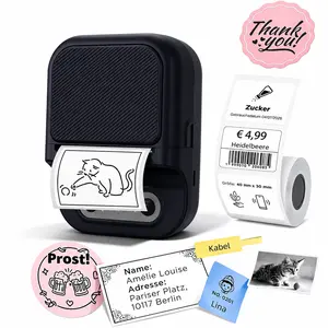 ZRZTM Portable Bluetooth Thermal Label Printer, Mini Inkless Sticker Label Maker with 1 Roll Paper, 203 DPI USB-C Rechargeable, App-Controlled for iOS Android, Home Office Organization, Small Business, Price Tags, Barcodes, Notes & Holiday Gifts
