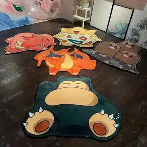 80Cm PTCG Charizard Snorlax Imitation Cashmere Floor Mat Carpet Dirty-Resistant Carpet for Home Bedroom and Living Room Gift
