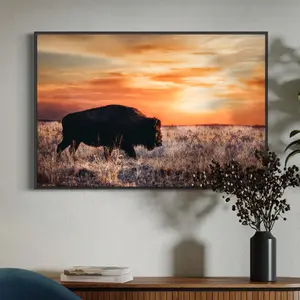 Aglined Buffalo Photo Print - Bison Wall Art - Western Decor Artwork - Postert No Framed For Living Room