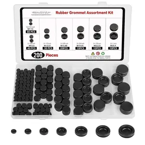 200 count Rubber Grommets Kit - 7 Sizes Double-Sided Firewall Rubber Hole Plugs, Rubber Grommets for Wiring, Automotive, Electrical,  Improvement Repair (7/25", 3/8", 1/2", 5/8", 3/4", 7/8", 1")
