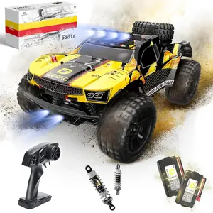 DEERC 1:10 Large Remote Control Truck with Lights, Short Course RC Car, 48 km/h 4x4 Off-Road Monster Crawler Electric Vehicle with 2 Rechargeable Batteries, Valentine's Day gift