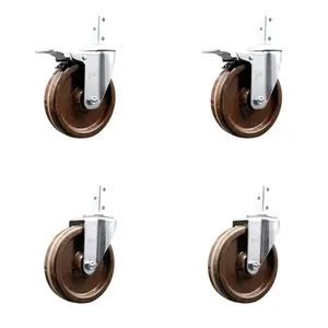 Service Caster SCC-SQTTL20S514-PHSHT-34-2-S-2 Swivel Square Stem Caster with 5 x 1.25 in. Brown High Temperature Phenolic Wheel, 0.75 x 2 in. Square Stem - Set of 4